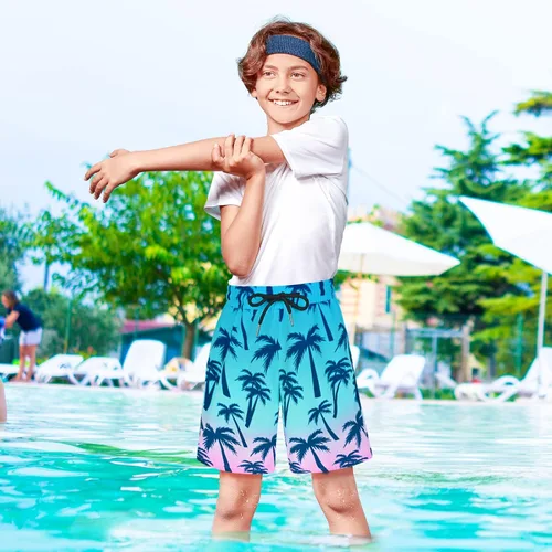 Vista 5 de MaciRept Traje de baño para niños, pantalones cortos de natación para niños y adolescentes, con forro de compresión, traje de baño para niños de 4 a