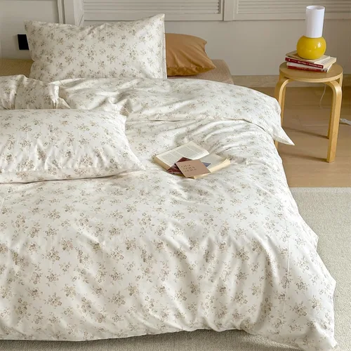 Vista 38 de Juego de funda de edredón con estampado floral estético, tamaño individual XL, acogedor juego de ropa de cama de algodón, tamaño individual XL