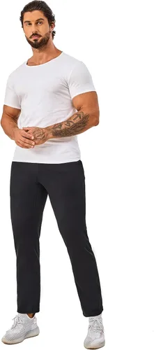 Vista 3 de AbleTree Pantalones deportivos con forro polar de 27 pulgadas de entrepierna Atheltic Joggers para hombres cortos con bolsillo con cremallera