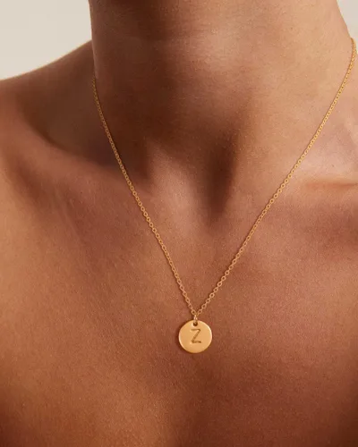 Vista 2 de Bemoly Initial Necklace for Women Round 11MM Coin Disc Double Side Engraved Letter A-Z Hammered Pendant 14K Gold Plated Personalized Alphabet