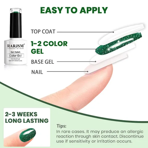Vista 7 de RARJSM - Esmalte de uñas de gel con purpurina, de color verde oliva, brillante y brillante, para manicura DIY y salón de uñas, requiere secado