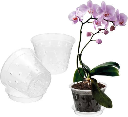 Vista 7 de METALLIXITY Macetas transparentes de orquídeas de 3 pulgadas con agujeros