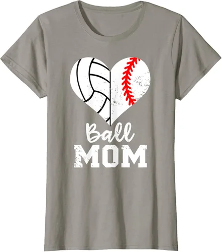 Vista 37 de Ball Mom Heart Funny Baseball Voleibol Mom - Camiseta para mamá, Negro, S