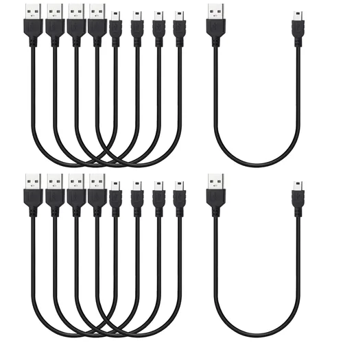 Vista 6 de Smays Paquete de 2 cables mini USB de 1 pie, cable de carga corto USB 2.0 a Mini 5 pines B