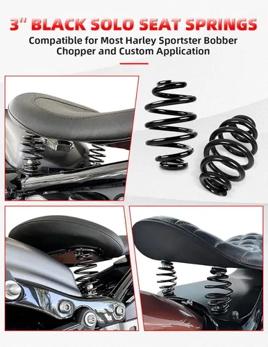 Vista 6 de Amazicha Resortes de asiento solo negros de 3 pulgadas para Harley Davidson Chopper Bobber Softail Sportster