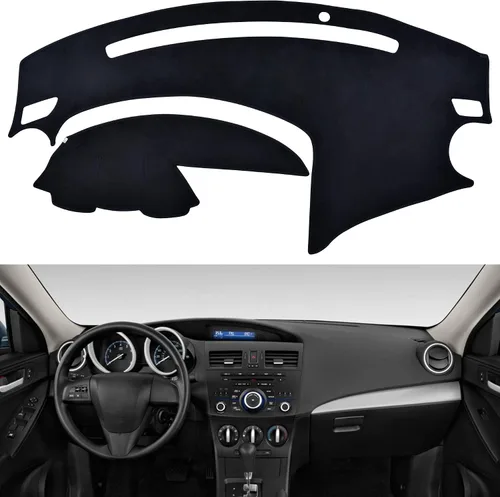 Vista 9 de SPEEDWOW Tapete para cubierta de tablero de instrumentos compatible con Ford F150 1997-2003 sin sensor climático/sensor de luz