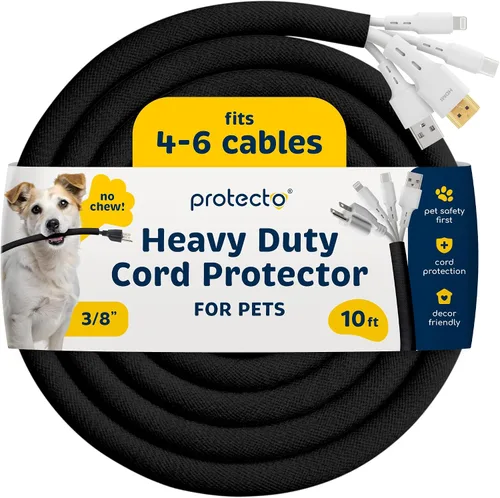 Vista 19 de PROTECTO Protector de Cables Resistente para Perros y Gatos, Funda Larga de 10 Pies, Cubierta de Cable de 1/2 Pulgada Fácil de Usar para Mascotas