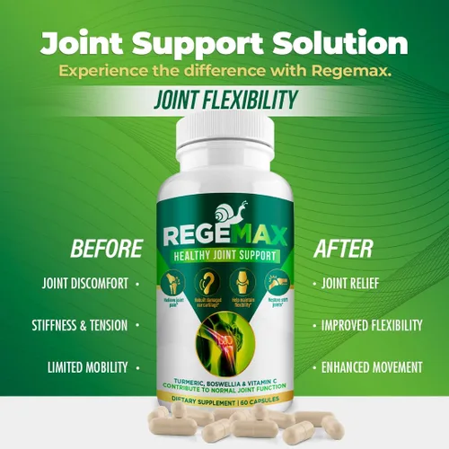Vista 6 de REGEMAX regenera y ayuda a aliviar molestias en las articulaciones, suplemento de proteína de caracol, boswellia serrata y cúrcuma – 60 cápsulas (1)