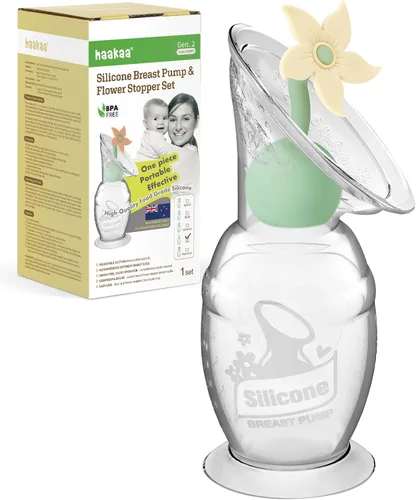 Vista 12 de haakaa Extractor de leche manual con juego de tapones de flores, bomba de mano de silicona Gen.2 con base de succión, libre de BPA