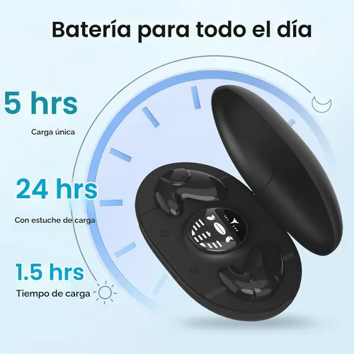 Vista 4 de Audífonos inalámbricos invisibles para dormir, audífonos para dormir de lado, micrófono integrado, auriculares para dormir con estuche de carga Negro