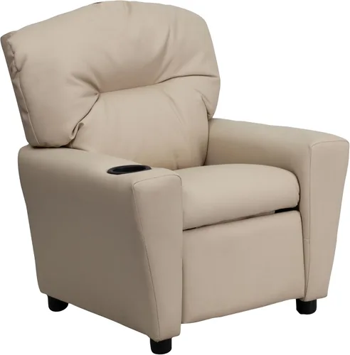 Vista 24 de Flash Furniture Chandler LeatherSoft - Silla reclinable para niños con portavasos y reclinable de seguridad, silla reclinable contemporánea