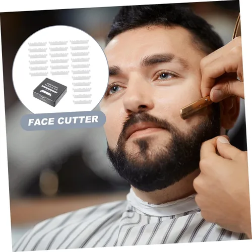 Vista 6 de Beavorty 300 piezas de cuchilla de afeitar cortador de cara cortador de barbería cuchillas recubiertas de platino afeitador para hombres viejo