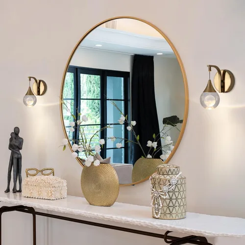 Vista 2 de Aplique de pared de luna para interiores, lámpara de pared de cristal, moderna, regulable, luz LED de pared para dormitorio, baño, sala de estar