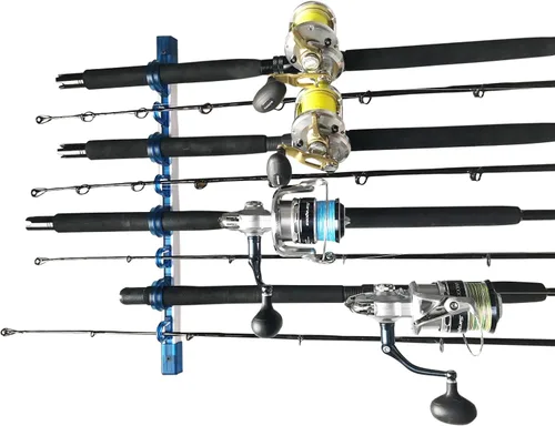 Vista 6 de Rush Creek Creations Fishing Rod Holder, Garage Organization and Wall Storage, for Reels, Gear and Accessories (Vertical/Horizontal Rack)