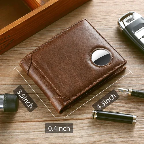 Vista 2 de Airtag mens Wallet, marrón, (Coffeebrown), Cartera de cuero para hombre