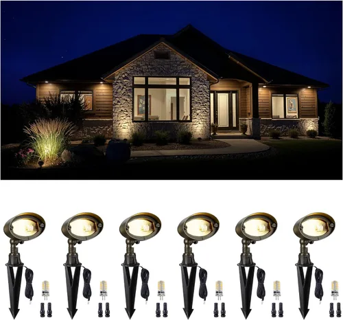 Vista 27 de Gardenreet Luz de Inundación de Latón Sólido - Iluminación de Lavado de Pared LED de Bajo Voltaje para Paisaje 12V, Impermeable IP65 para Exterior