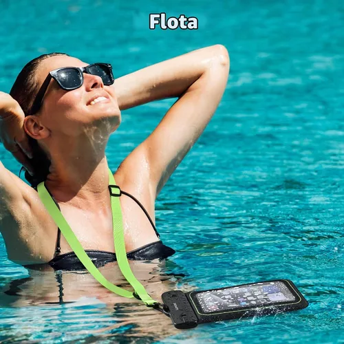 Vista 2 de Funda impermeable flotante para teléfono, bolsa impermeable con cordón para teléfono celular para iPhone, Samsung Galaxy, Pixel, bolsa seca
