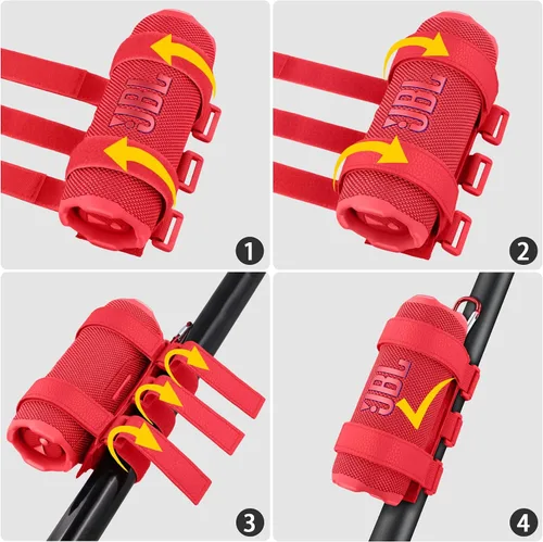 Vista 8 de Funda rígida verde azulado para JBL Charge 6/Charge 5 y paquete de soporte de altavoz ajustable rojo