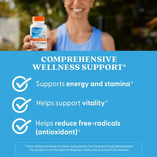 Vista 7 de Doctor's Best Suplemento Ultra Cordyceps - Cápsulas de hongos Cordyceps para hombres y mujeres, apoya la salud inmunológica, la energía