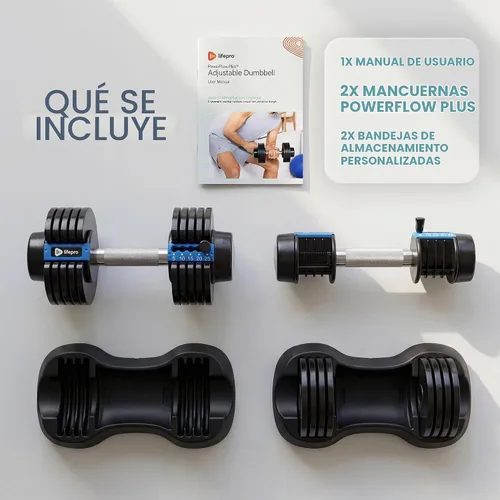 Vista 8 de Lifepro Adjustable Dumbbells & Weights for Home Gym, Quick-Adjust
