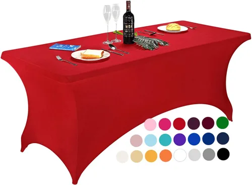 Vista 41 de LZY Cubierta de Mesa Elástica Ajustable de Spandex para Mesa Plegable de 6 pies, 4 pies o 8 pies, Mantel de Cóctel Rectangular, Perfecto para Champn