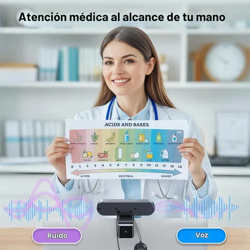 Vista 9 de EMEET C980 PRO Cámara web 4K 3-en-1 con micrófono y altavoz, cámara web de gran angular de 60°-98° con 4 micrófonos con cancelación de ruido, 2