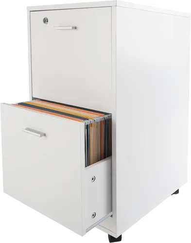 Vista 4 de Lavish Home - Archivador de 2 cajones con cerradura y cajón profundo, archivador rodante para debajo del escritorio, hogar u oficina (blanco)