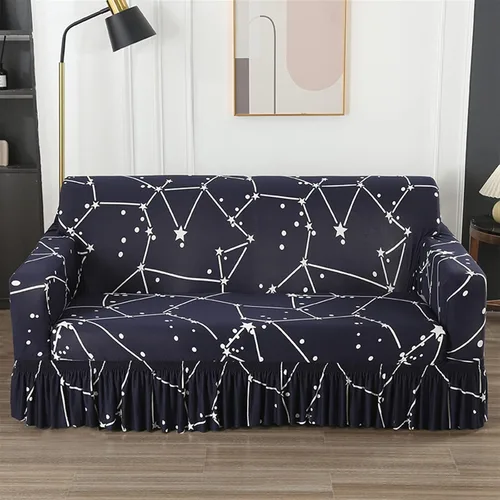 Vista 20 de MIPOPS Funda de sofá estampada elástica para sillón, fundas con patrón con falda lavable, protector de muebles de elastano para sala de estar