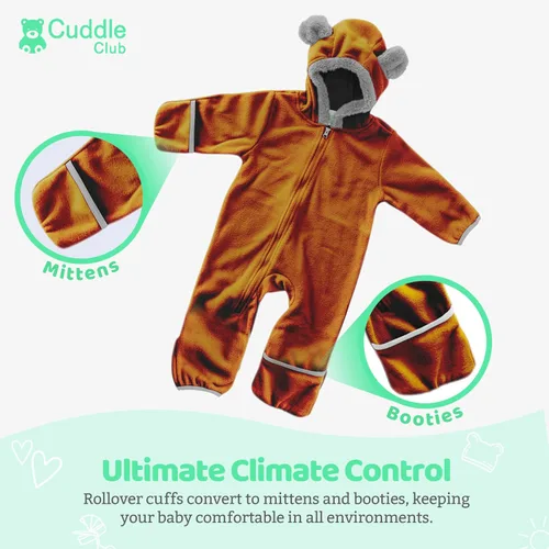 Vista 99 de Enterizo de vellón para bebé, rómper de una sola pieza con capucha para niños, ropa para exteriores, chaqueta infantil