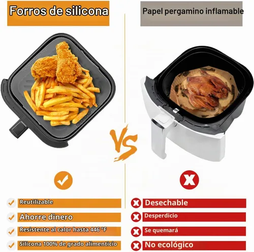 Vista 3 de LYHOLKEER Forros de silicona para freidora de aire Chefman de 6 cuartos de galón, Instant Pot Vortex Plus 6QT XL, 1 cesta cuadrada de silicona