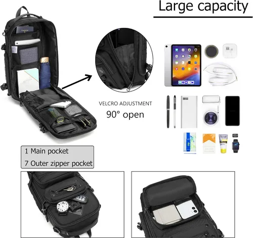Vista 3 de OZUKO Multipurpose Sling Bag for Men, Large Capacity Crossbody Shoulder Bag Waterproof Sling Chest Backpack with Tripod Holder Fit for Outdoor