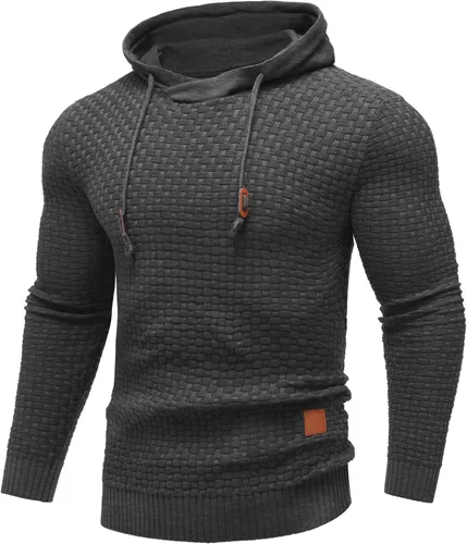 Vista 11 de COOFANDY Sudadera con capucha para hombre, casual, de manga larga, con cordón, de punto gofre, ajustada
