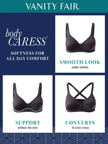 Vista 5 de Vanity Fair Womens Bra with 2-Way Convertible Straps, Body Caress Full Coverage, Lightly Lined Cups Up to Dd