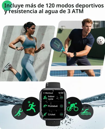 Vista 4 de Relojes inteligentes para mujeres y hombres, reloj inteligente Alexa HD de 1.83 pulgadas para Android y iPhone (llamadas/SMS/recordatorios), reloj