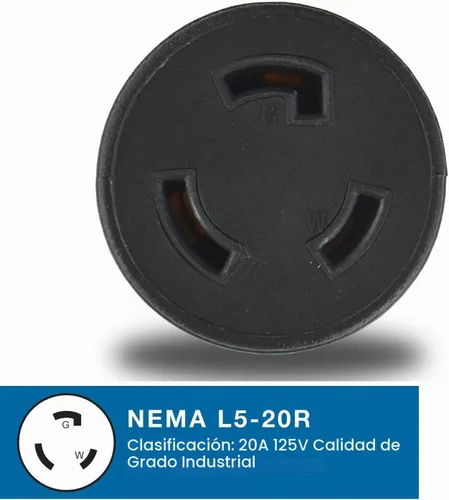 Vista 4 de Conntek 30114 Adaptador de Bloqueo 20 Amp 125 Volt Enchufe Macho a Conector Hembra de Bloqueo 20 Amp NEMA 5-20P a NEMA L5-20R, Negro