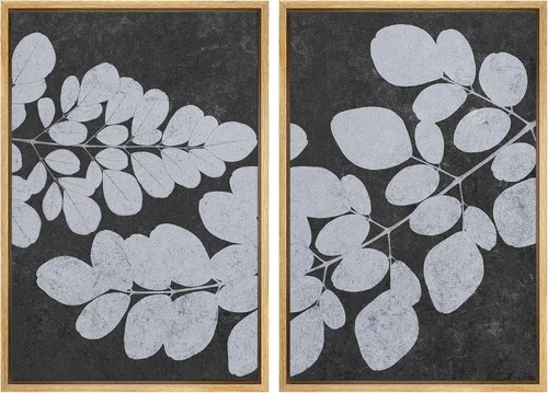 Vista 70 de SIGNWIN Lienzo enmarcado para pared, juego de arte con anillos de árbol de bosque grunge en blanco y negro, ilustraciones de naturaleza silvestre