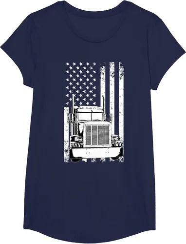 Vista 59 de Camión conductor bandera americana camionero vintage hombres mujeres regalo camiseta