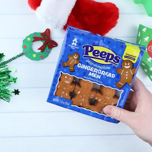 Vista 5 de Needzo Caramelos de Navidad de malvavisco recubiertos de azúcar, muñecos de nieve y pan de jengibre con forma de personaje, rellenos de calcetines