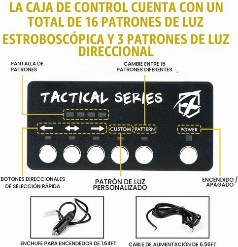 Vista 4 de Xprite Kit de luces estroboscópicas LED ámbar para montaje en superficie, parrilla de parrilla lateral, luz intermitente de advertencia