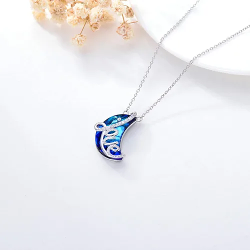 Vista 5 de ROMANTIC WORK Valentine's Day Sterling Silver Necklace MoonSisterMotherLotus FlowerKoala BearDeerSnakeNurse Locket Pendant Jewelry Brithday Mother