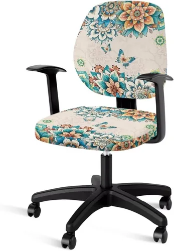 Vista 12 de Funda para silla de oficina de mármol azul, funda para silla de escritorio, sin brazos, fundas para sillas de computadora, 2 piezas, tela elástica