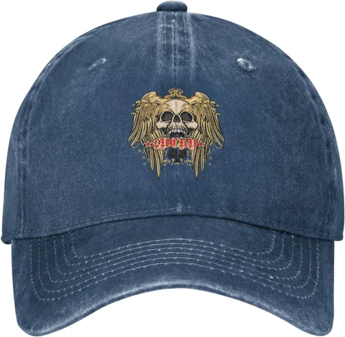 Vista 2 de Cowboy Hat Trendy Hats for Man and Women Djustable Four Season Outdoor Baseball Cap of Hell Skull with Angel Navy Blue
