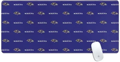 Vista 15 de Skinit Alfombrilla de mouse pequeña para juegos, diseño desgastado con licencia oficial de Baltimore Ravens con bordes cosidos, impermeable, base