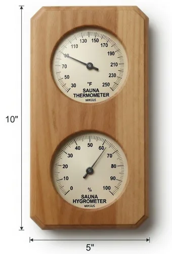 Vista 9 de Termómetro-higrómetro de madera premium de 10 pulgadas para sauna (precisión y diseño mejorados)