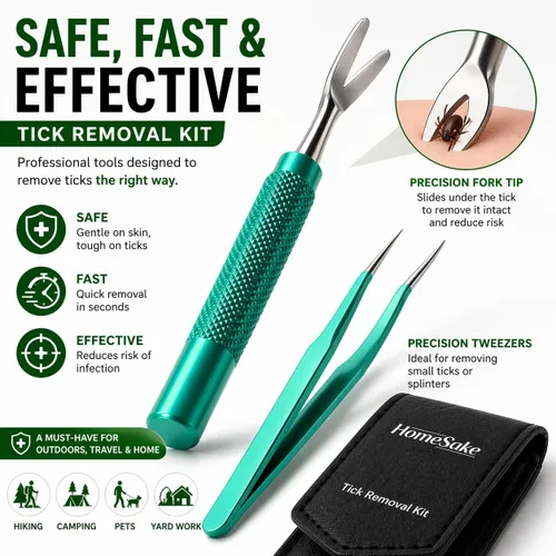 Vista 5 de Homesake Herramienta de eliminación de garrapatas para perros, gatos y seres humanos Kit removedor de garrapatas de ciervo Herramienta
