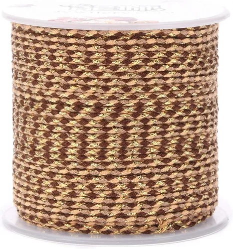 Vista 7 de Pandahall - Cuerda de macramé de 21.8 yardas con alambre dorado, de algodón de 4 capas hecha a mano, cuerda de macramé teñida torcida