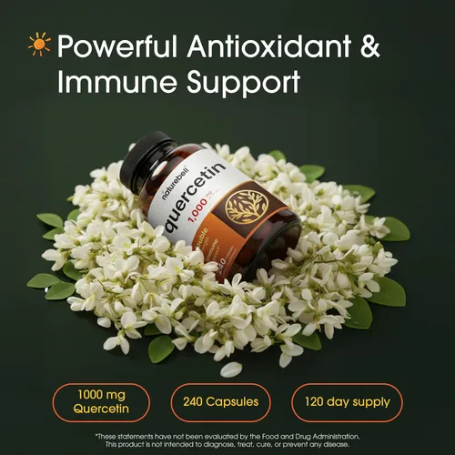Vista 2 de NatureBell Quercetina 1000 mg por porción 240 cápsulas, suplemento de quercetina ultra fuerte Bioflavonoides para un apoyo inmunológico
