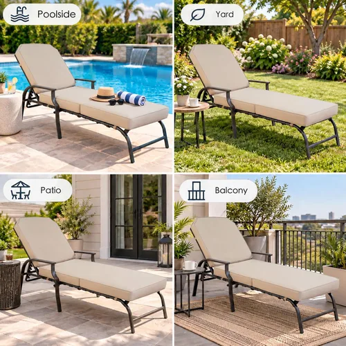 Vista 8 de Kozyard Maya Chaise Lounge - Silla reclinable para patio al aire libre Canela