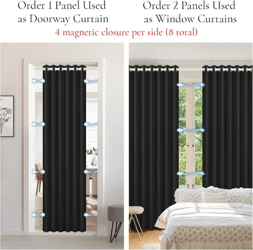 Vista 9 de Cortinas plisadas completamente opacas con cierre magnético, 72 pulgadas de largo, para interiores y exteriores, 1 panel, 45 pulgadas de ancho x 72