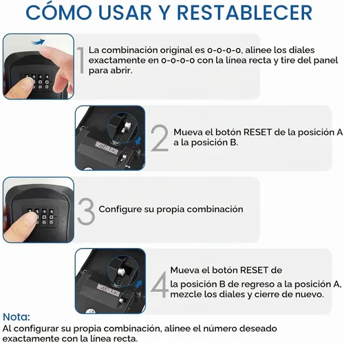 Vista 7 de GIVERARE Caja de Seguridad para Llaves con Combinación, Caja de Bloqueo de 4 Dígitos para Montar en Pared, Ocultador de Llaves Impermeable